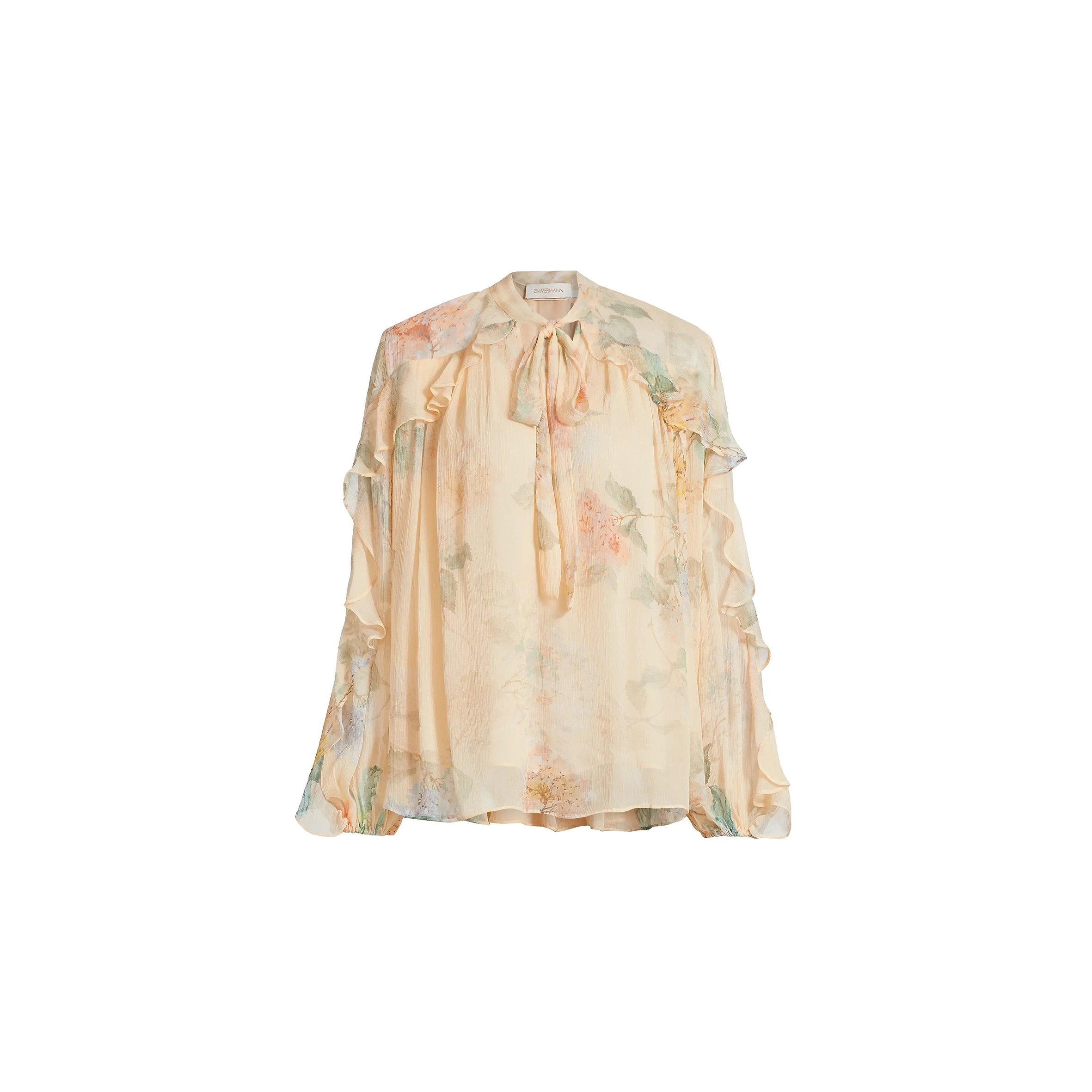 ZIMMERMANN PLEATED FLORAL BLOUSE 